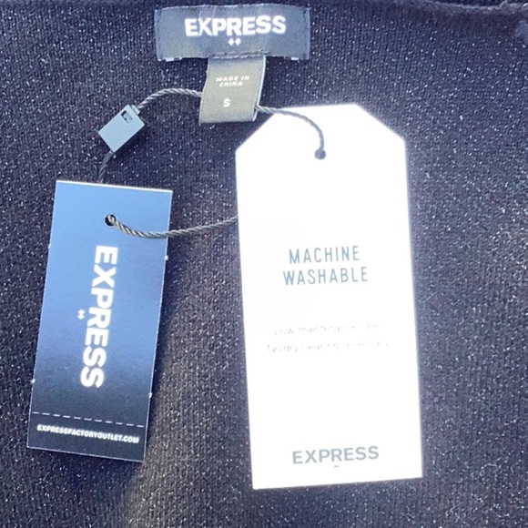 EXPRESS NWT WOMENS BLACK SWEATER  JACKET BLAZER ALL OVER SHIMMER SMALL OVERSIZED - Picture 5 of 8
